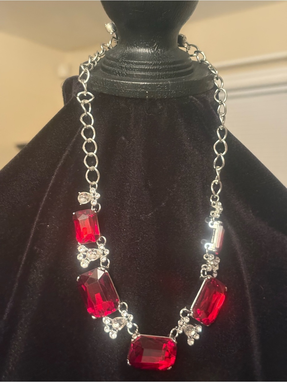 Red Crystal Statement Necklace - Women's Jewelry